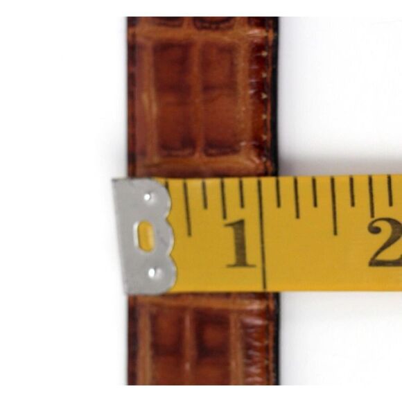 CROCO EMBOSSED BROWN GENUINE LEATHER 1 1/8"Wd CASUAL DRESS MEN'S BELT Sz 32 (R60 - Picture 7 of 12